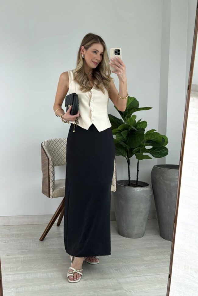 Saia Midi Vicky Preta